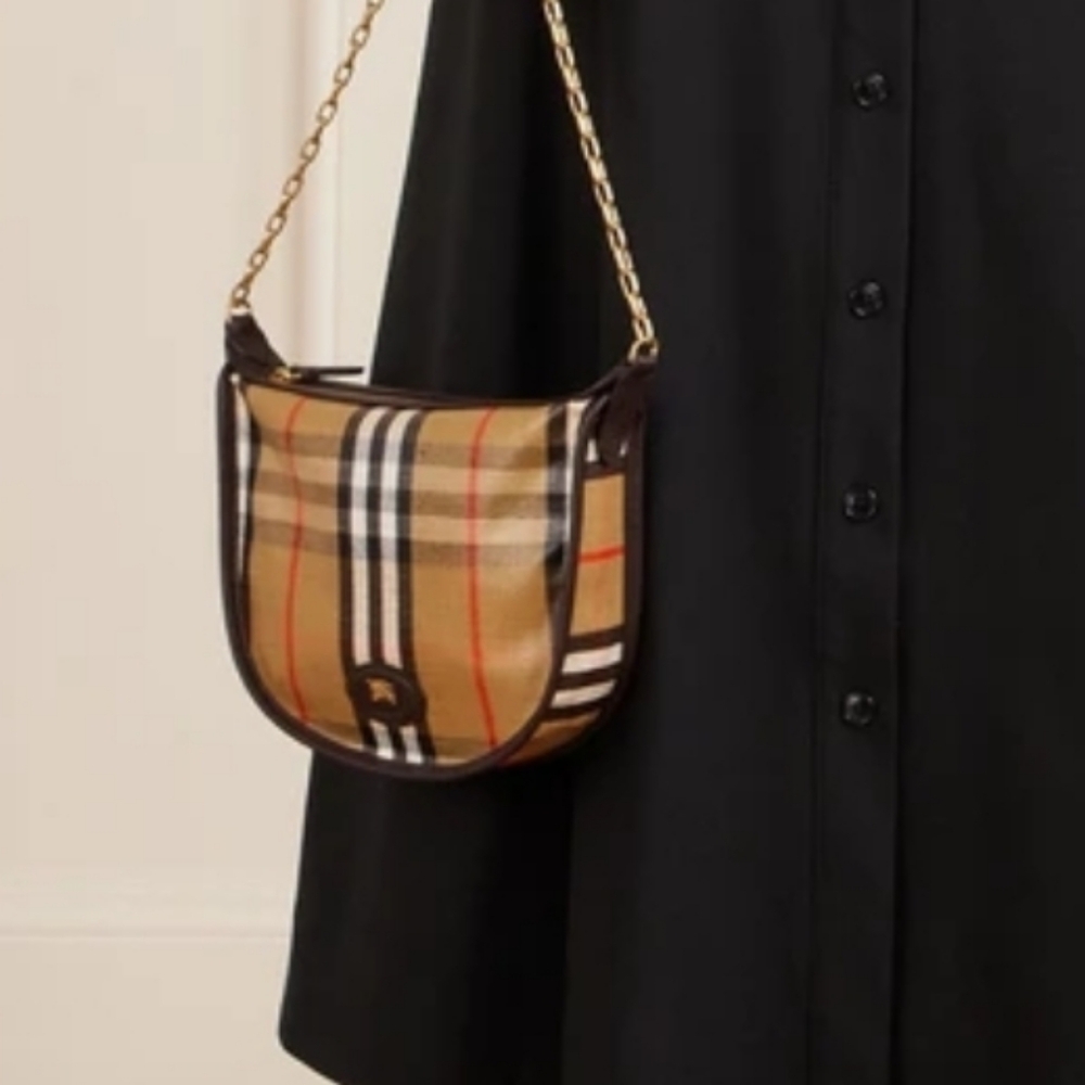 BURBERRY Leather trimmed  coated canvas shoulder bag Sand Color - Picture 14 of 16